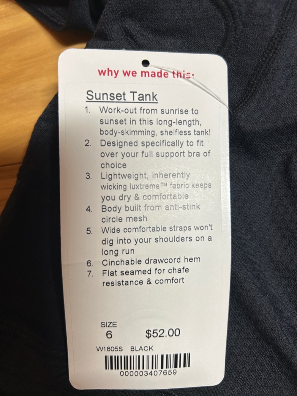NWT Lululemon Black Sunset Tank Top | Size 6 - Picture 8 of 8